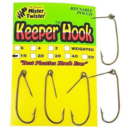 Mister Twister Keeper Hook Size 10, Weedless, Worm, Bronze, 5PKouch KH5-1/0